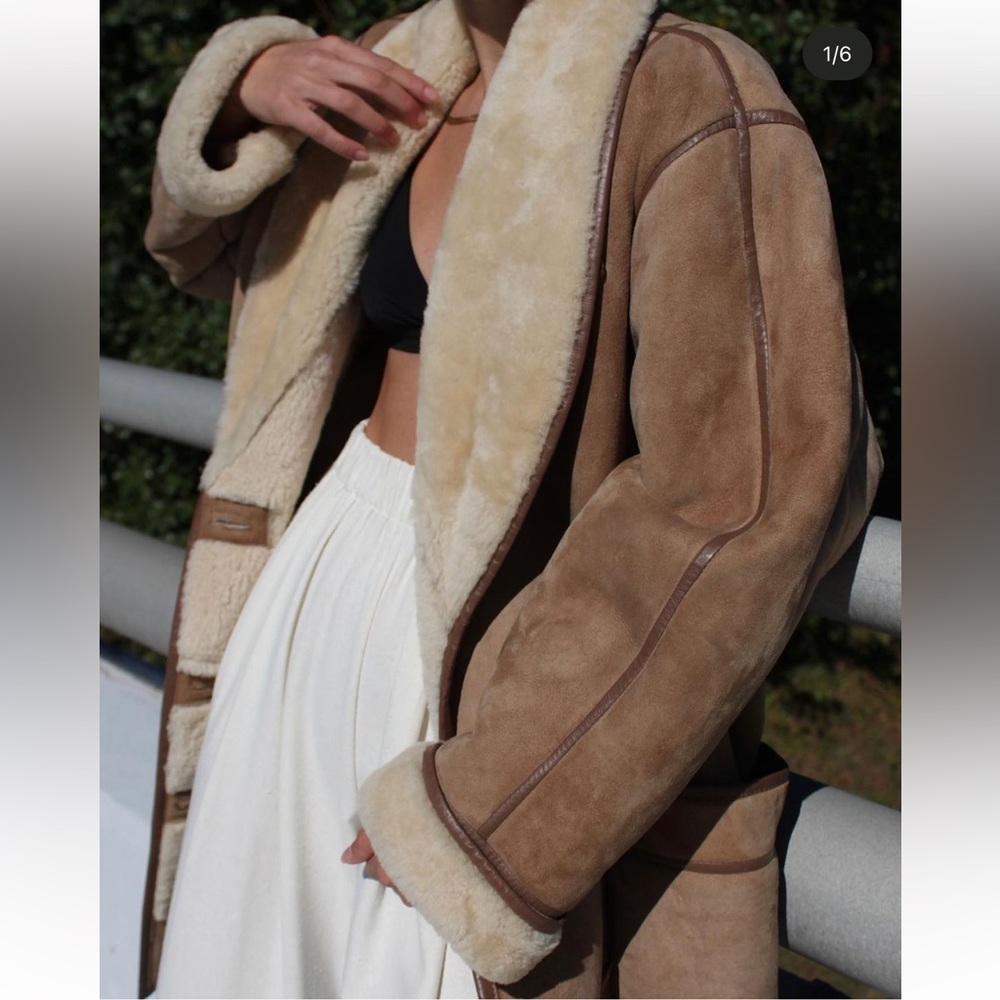 Stunning Vintage Sandstone Suede & Shearling Coat